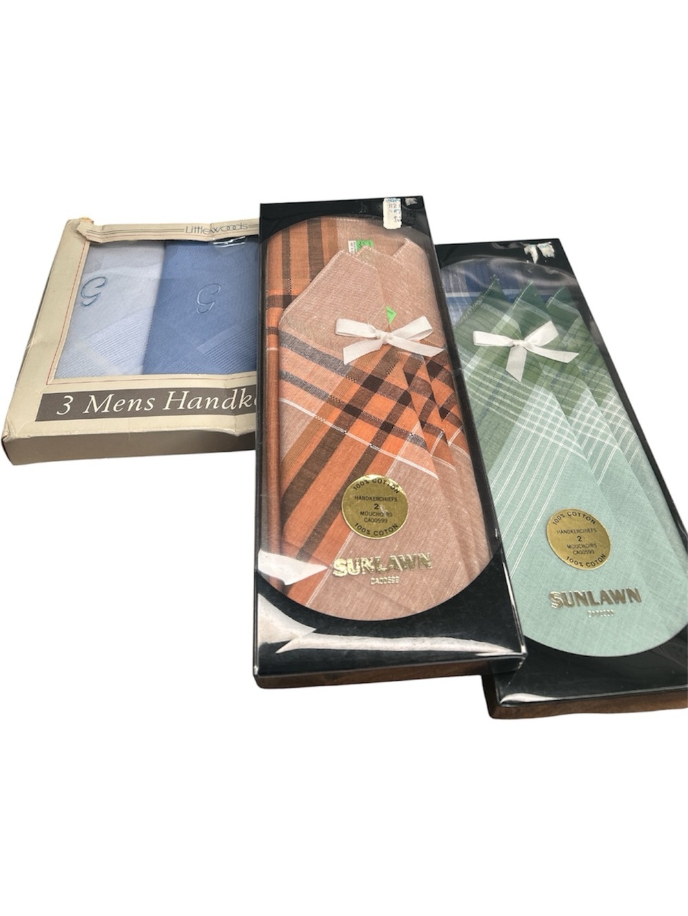 Vintage Men's Handkerchief Sets Assorted Colours Original Packaging 100% Cotton